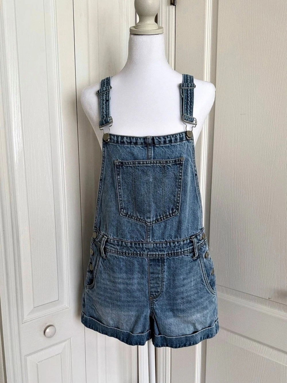 BlankNYC Short Denim Overalls Blue Waist 27